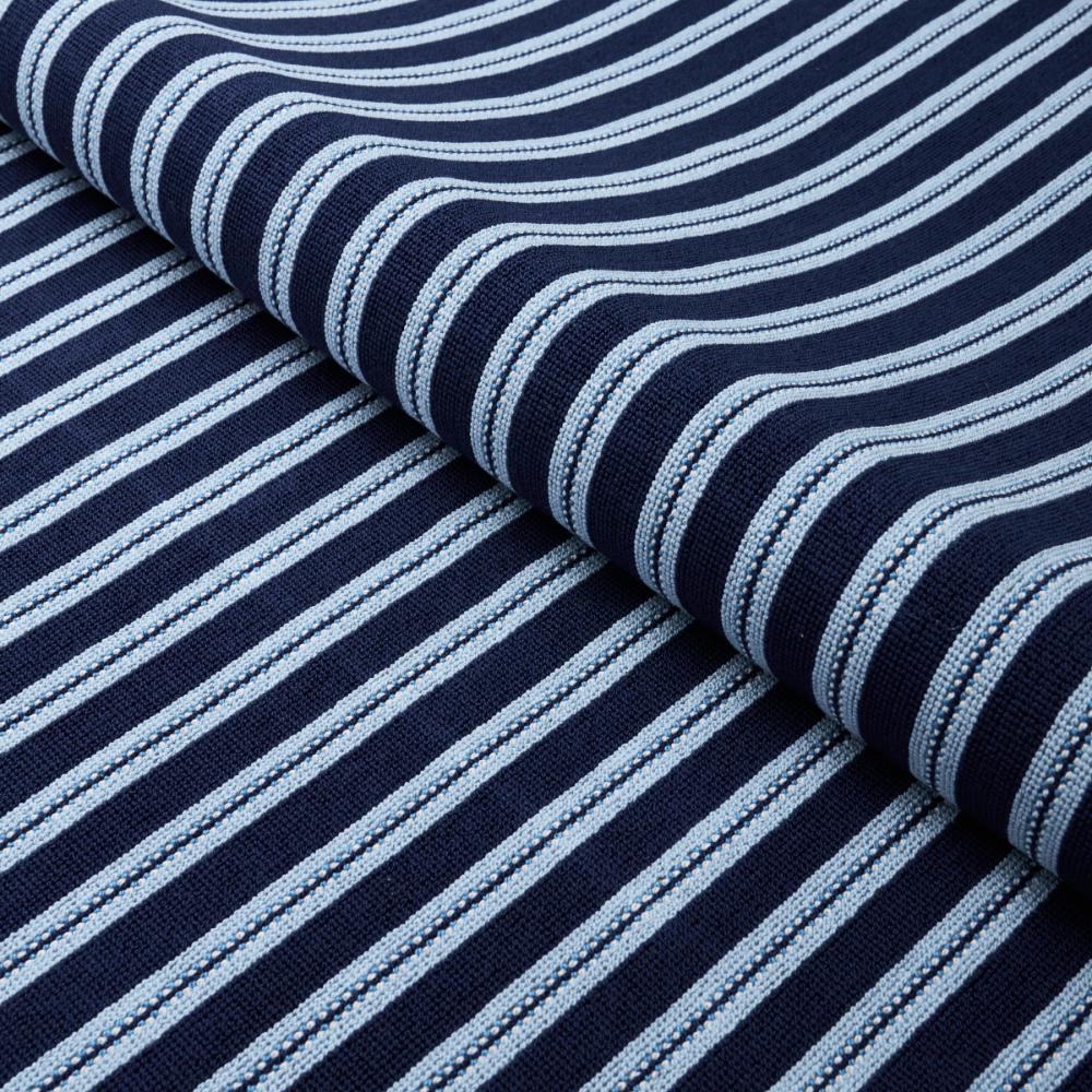 Schumacher 82180 Benson Stripe Épinglé Fabric in Navy