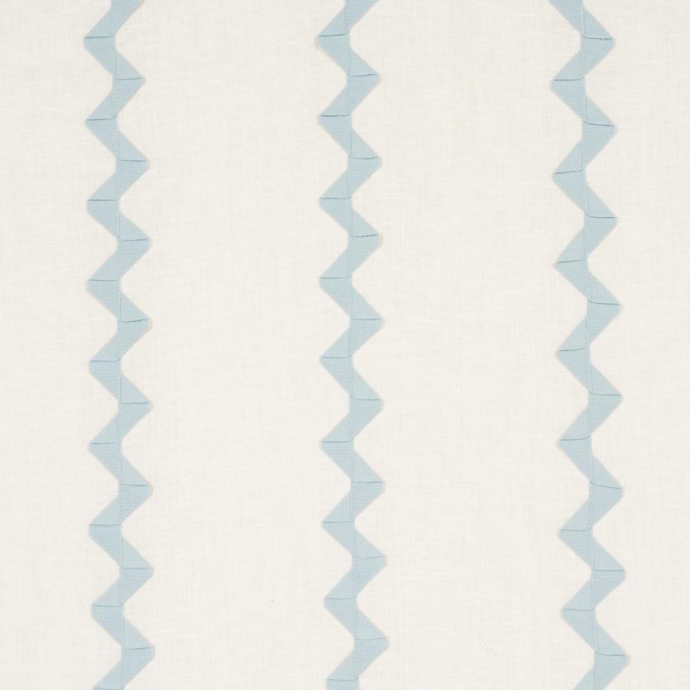 Schumacher 82221 New Traditional Provençal Lazare Applique Fabric in Sky On Ivory