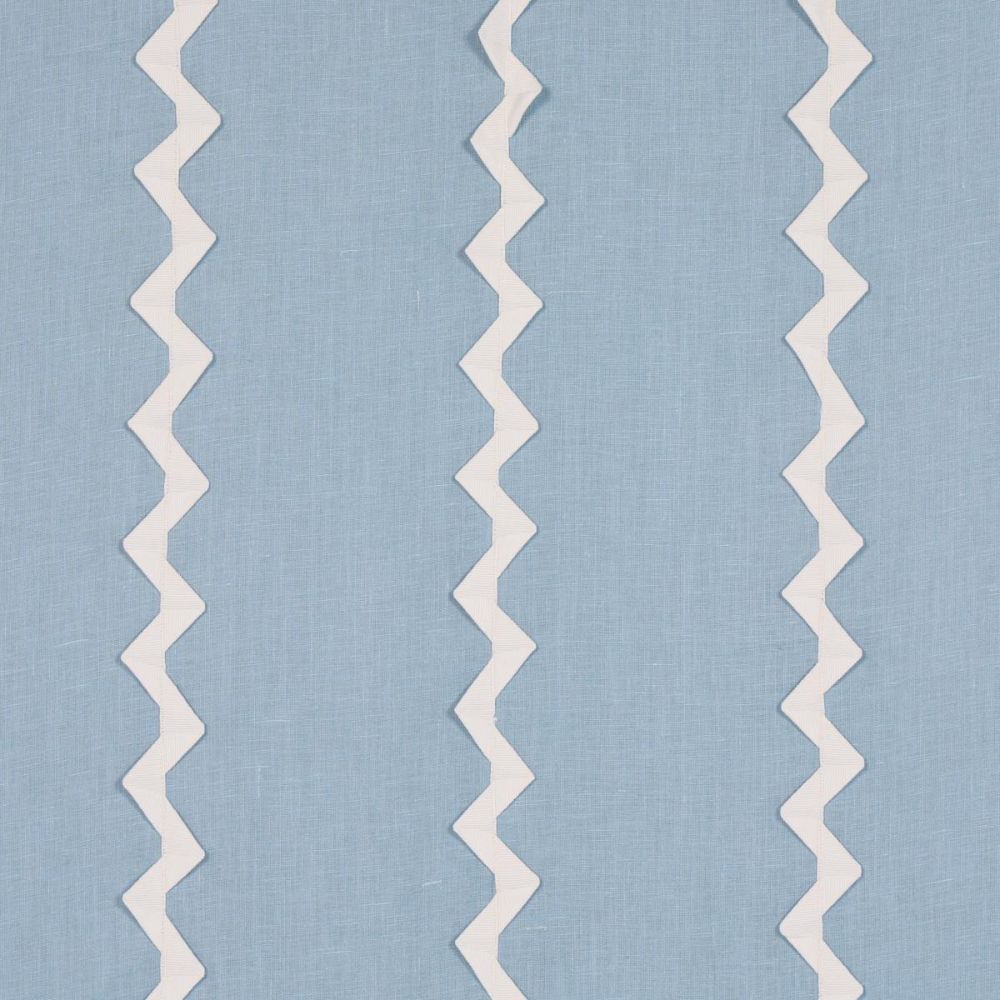 Schumacher 82222 New Traditional Provençal Lazare Applique Fabric in Ivory On Chambray