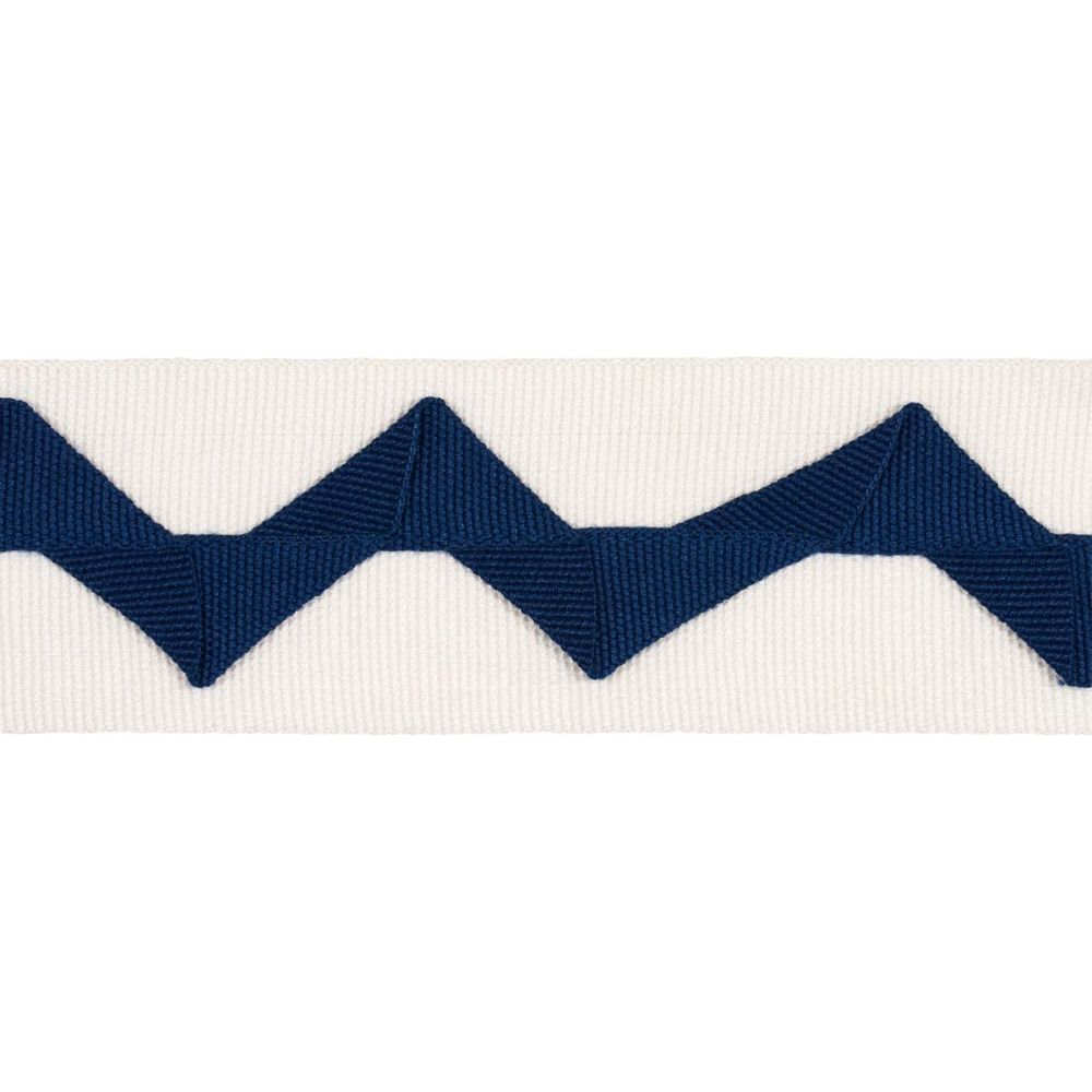 Schumacher 82241 New Traditional Provençal Lazare Applique Tape Trim in Navy On Ivory