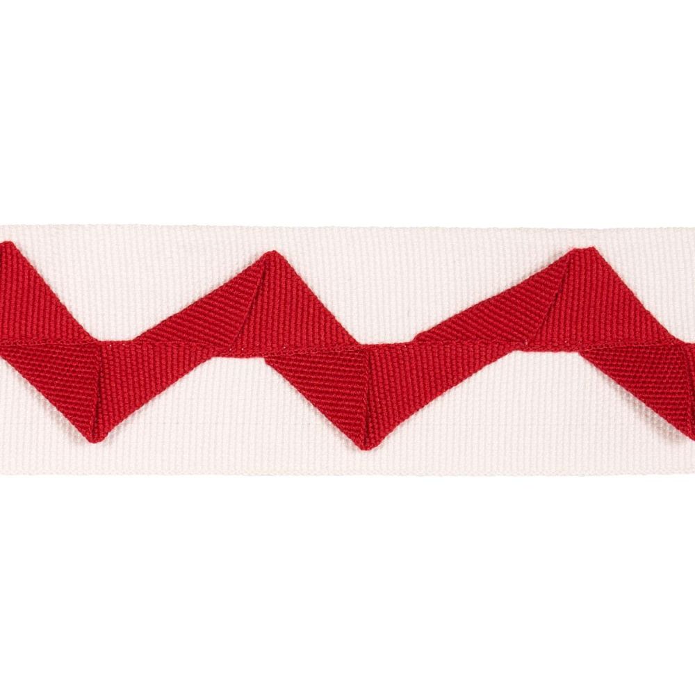 Schumacher 82244 New Traditional Provençal Lazare Applique Tape Trim in Red On Ivory
