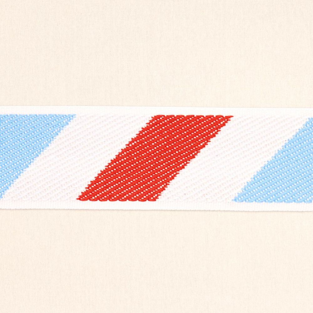 Schumacher 82420 Mary Mcdonald Airmail I Indoor/Outdoor Tape Trim in Red And Blue