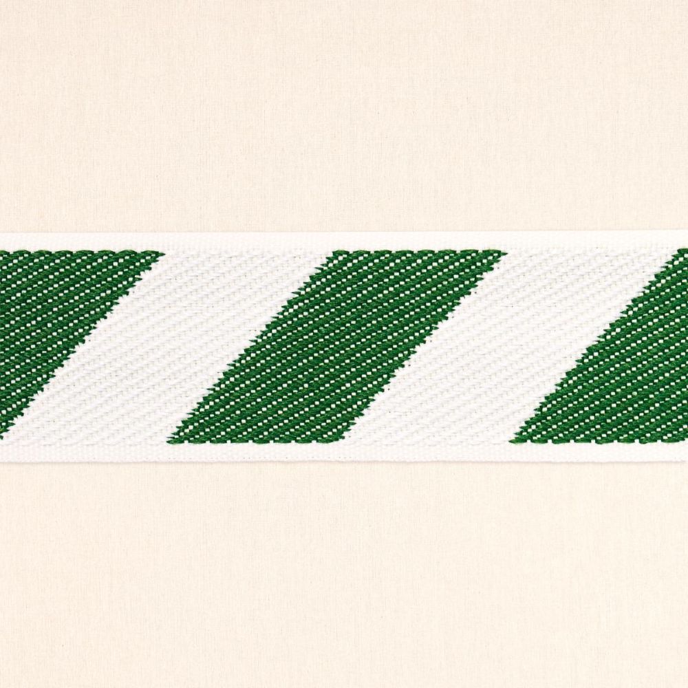 Schumacher 82422 Mary Mcdonald Airmail I Indoor/Outdoor Tape Trim in Green And Ivory