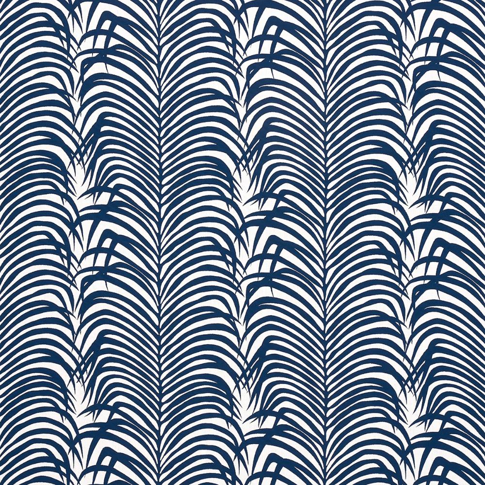 Schumacher 82781 Zebra Palm Indoor/Outdoor Fabric in Navy