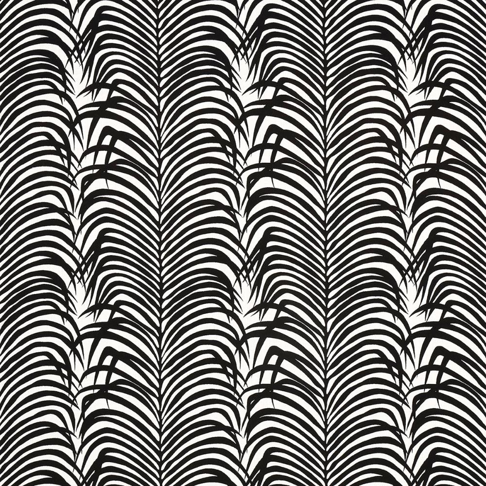 Schumacher 82782 Zebra Palm Indoor/Outdoor Fabric in Black