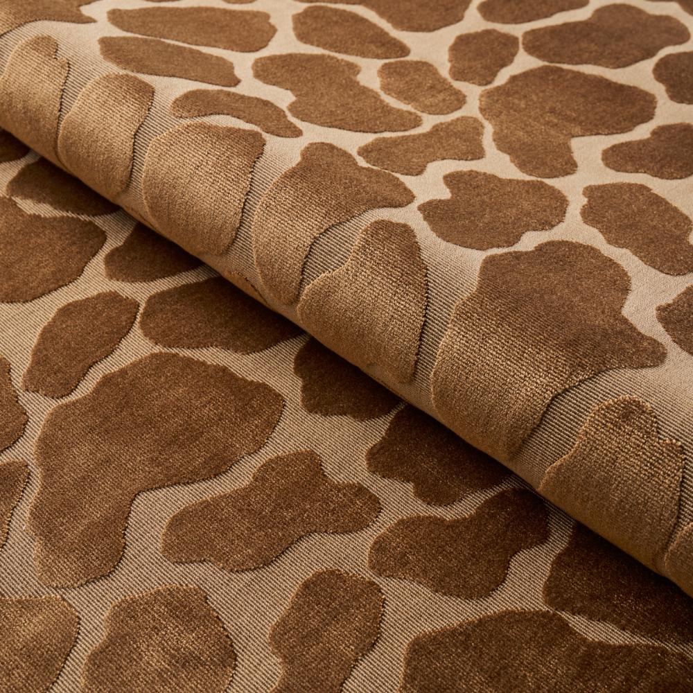 Schumacher 82970 Giraffe Velvet Fabric in Safari