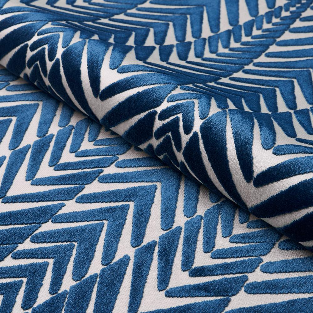 Schumacher 83400 Zebra Velvet Fabric in Silver Blue