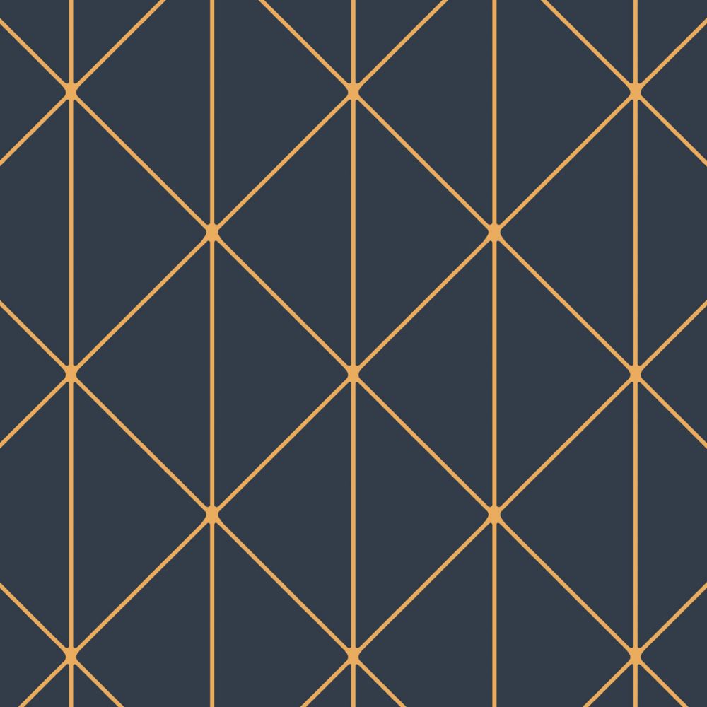 Schumacher 8804 Diamonds Wallcoverings in Navy And Gold