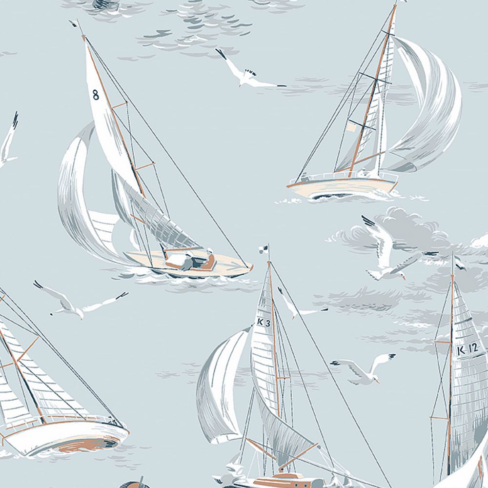 Schumacher 8854 Sailboats Wallcoverings in Sky