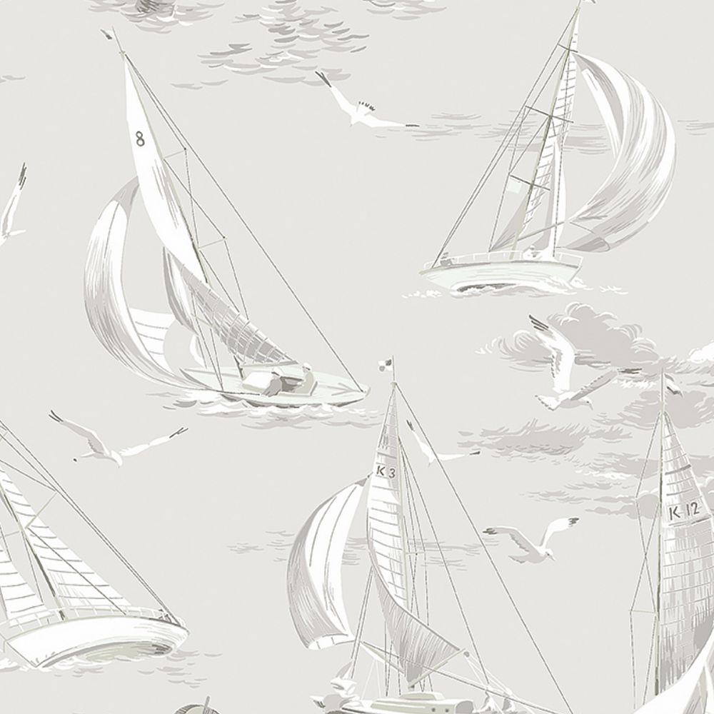Schumacher 8855 Sailboats Wallcoverings in Grey