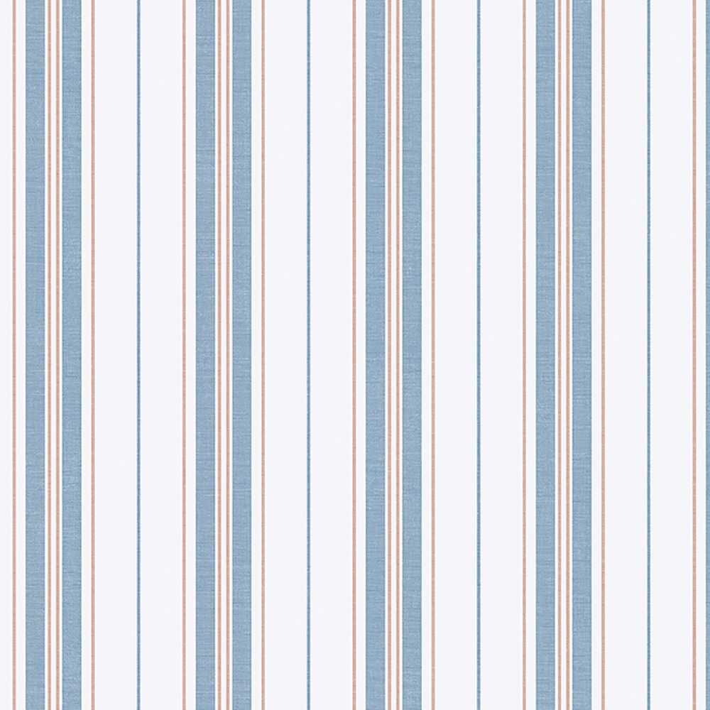 Schumacher 8874 Hamnskär Stripe Wallcoverings in Blue And Red