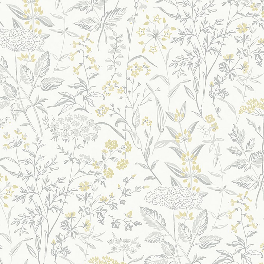 Schumacher 9337 Delicate Dance Wallcoverings in Grey And Yellow