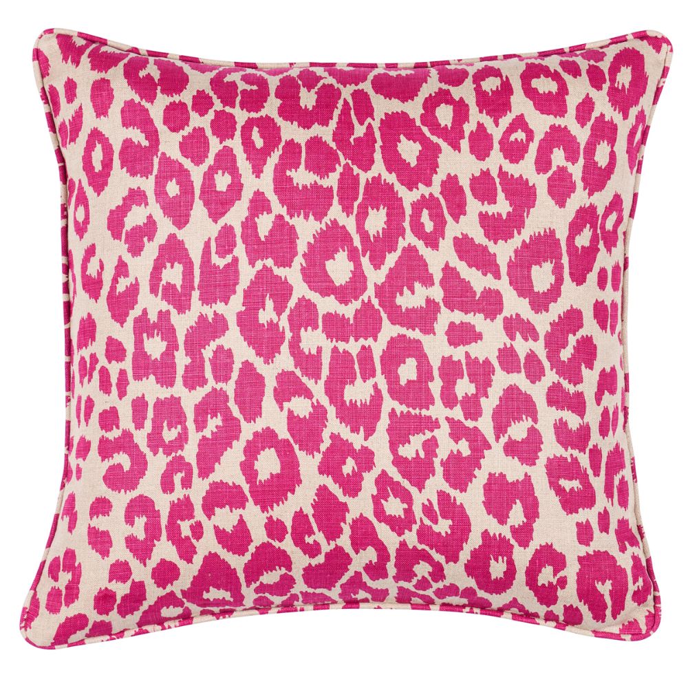 Schumacher SO17572304 Iconic Leopard 18" Pillow Pillows & Accessories in Fuschia/natural