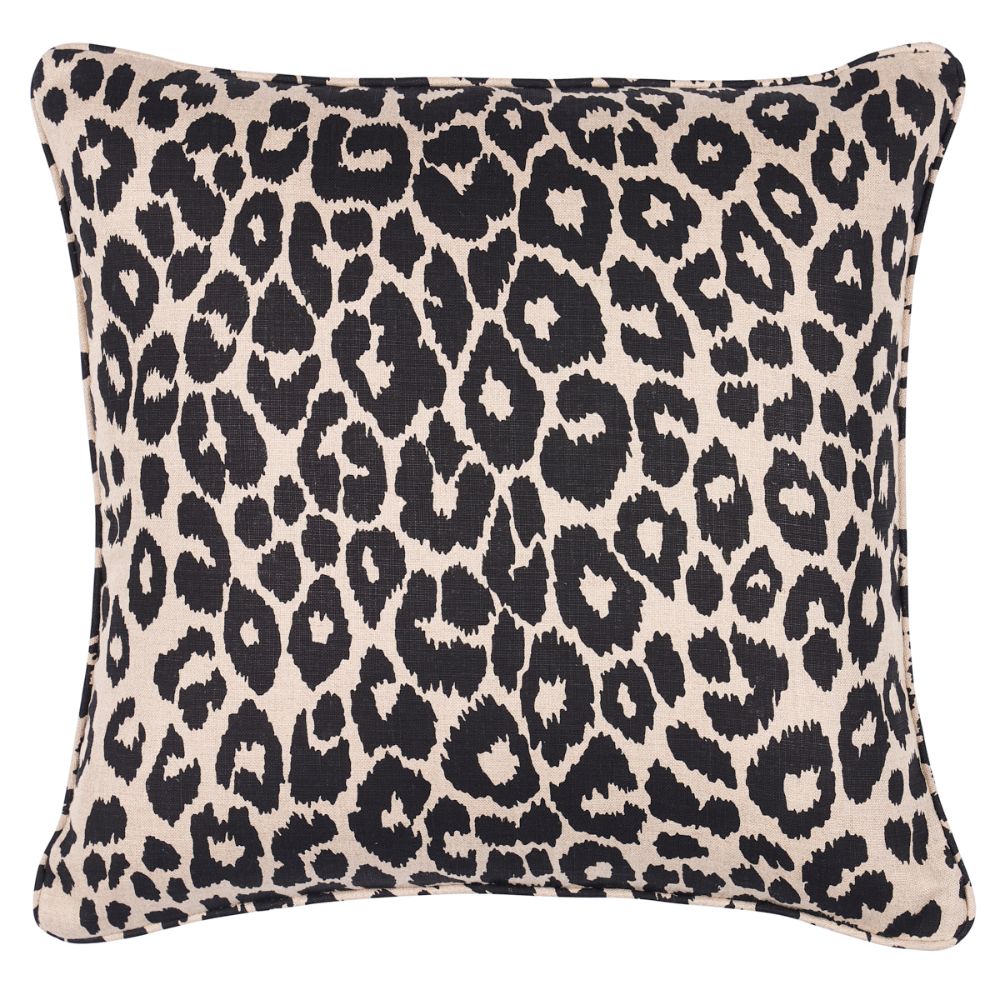 Schumacher SO17572504 Iconic Leopard 18" Pillow Pillows & Accessories in Ebony/natural