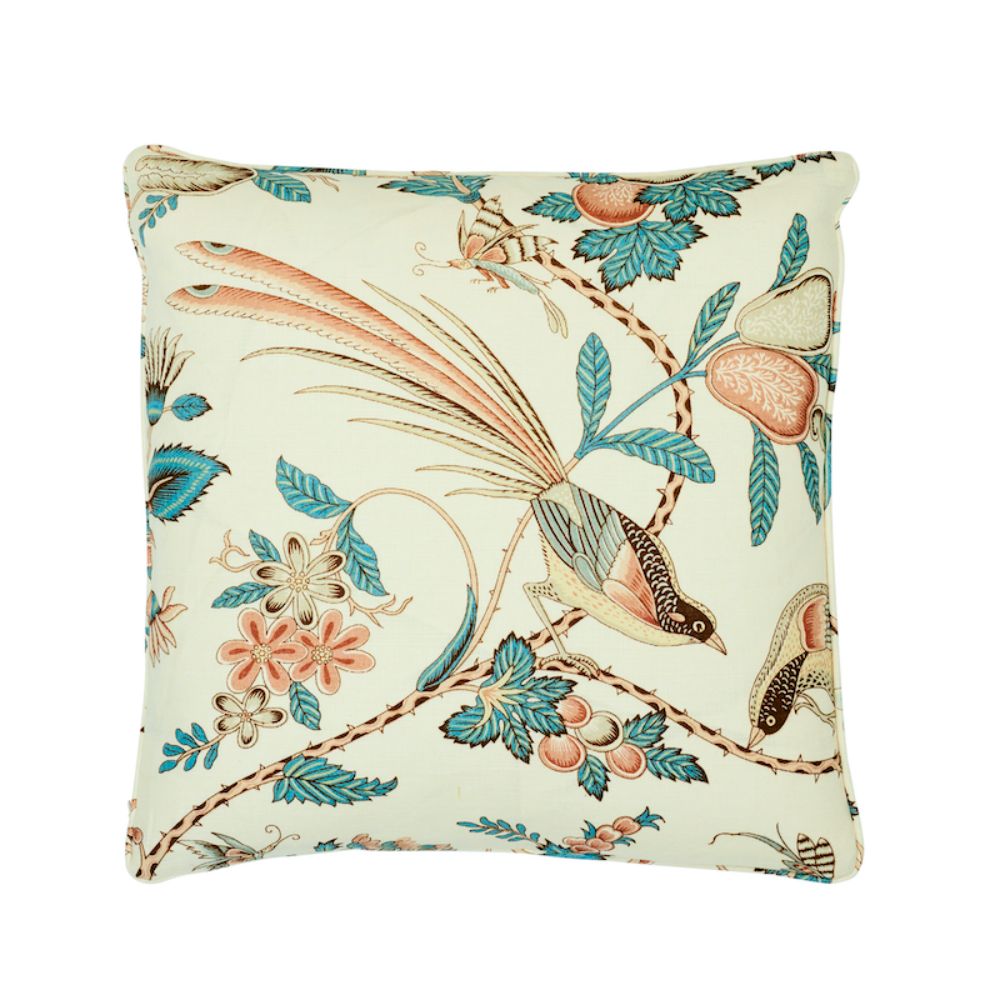 Schumacher SO17595004 Campagne 18" Pillow in Peacock & Rouge