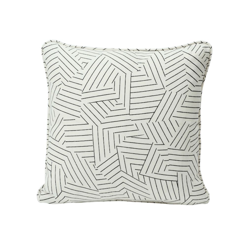 Schumacher SO17605004 Deconstructed Stripe 18" Pillow in Black & White