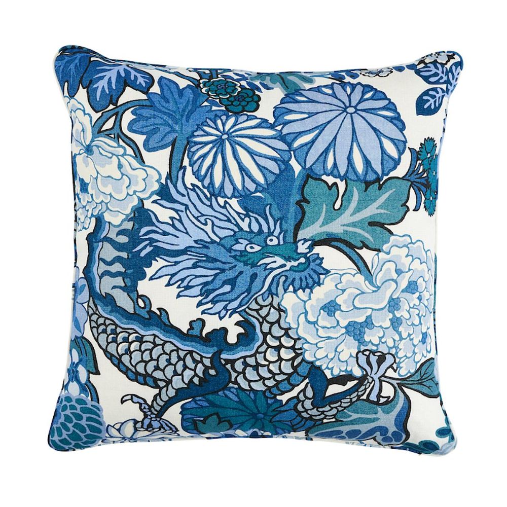 Schumacher SO17731106 Chiang Mai Dragon I/O Pillow Pillows & Accessories in China Blue