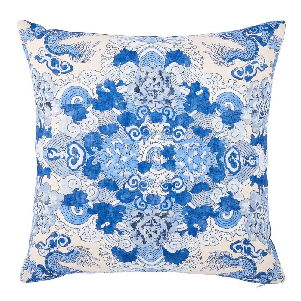 Schumacher SO17805404 Magic Mountain Dragon Pillow Pillows & Accessories in Porcelain