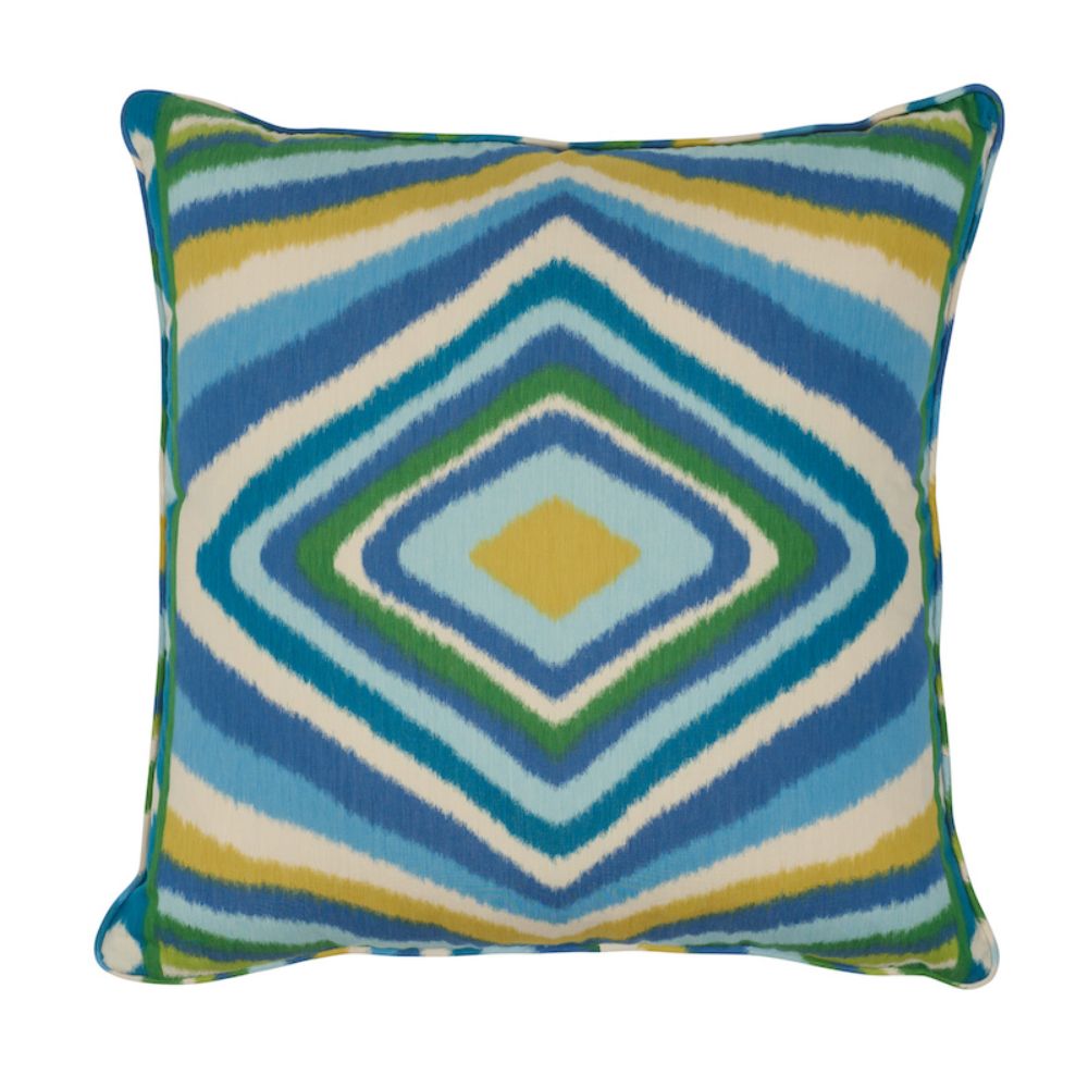 Schumacher SO17858206 Terence Ikat 22" Pillow in Peacock