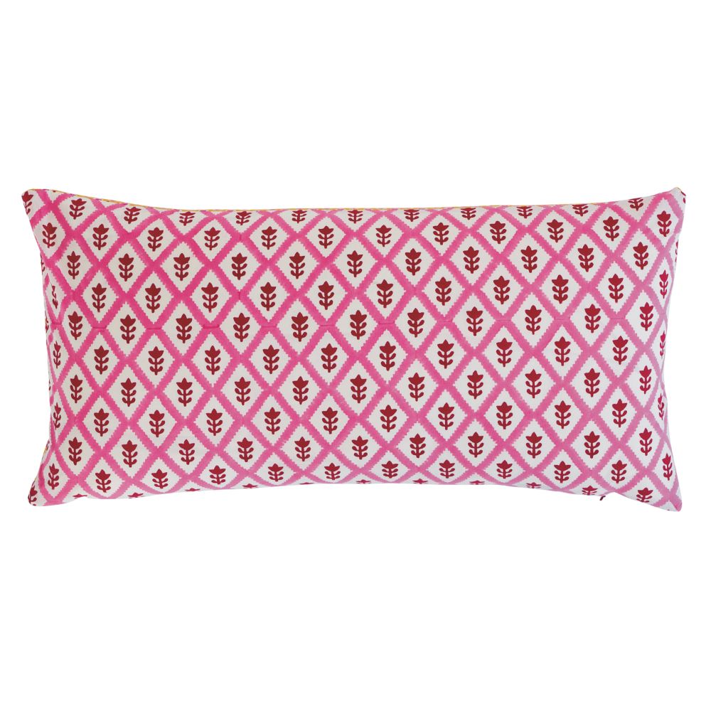 Schumacher SO17923114 Buti & Tuk Tuk Pillow in Pink & Yellow
