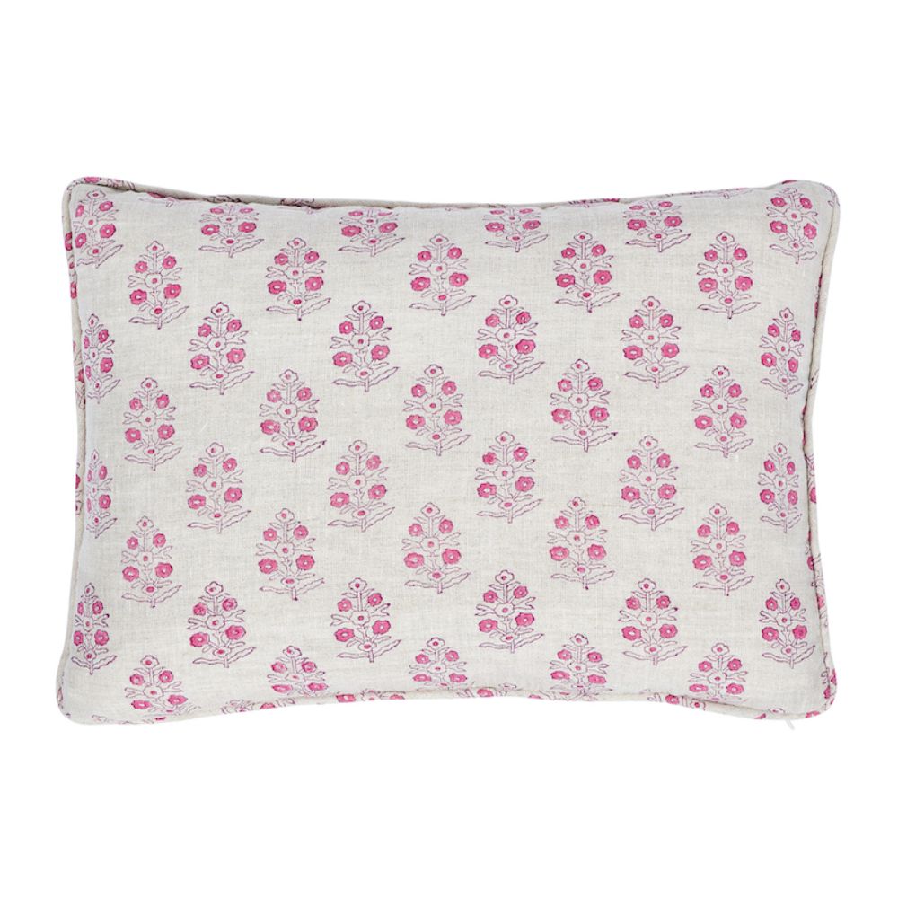 Schumacher SO17936212 Aditi Hand Blocked Print Pillow in Pink