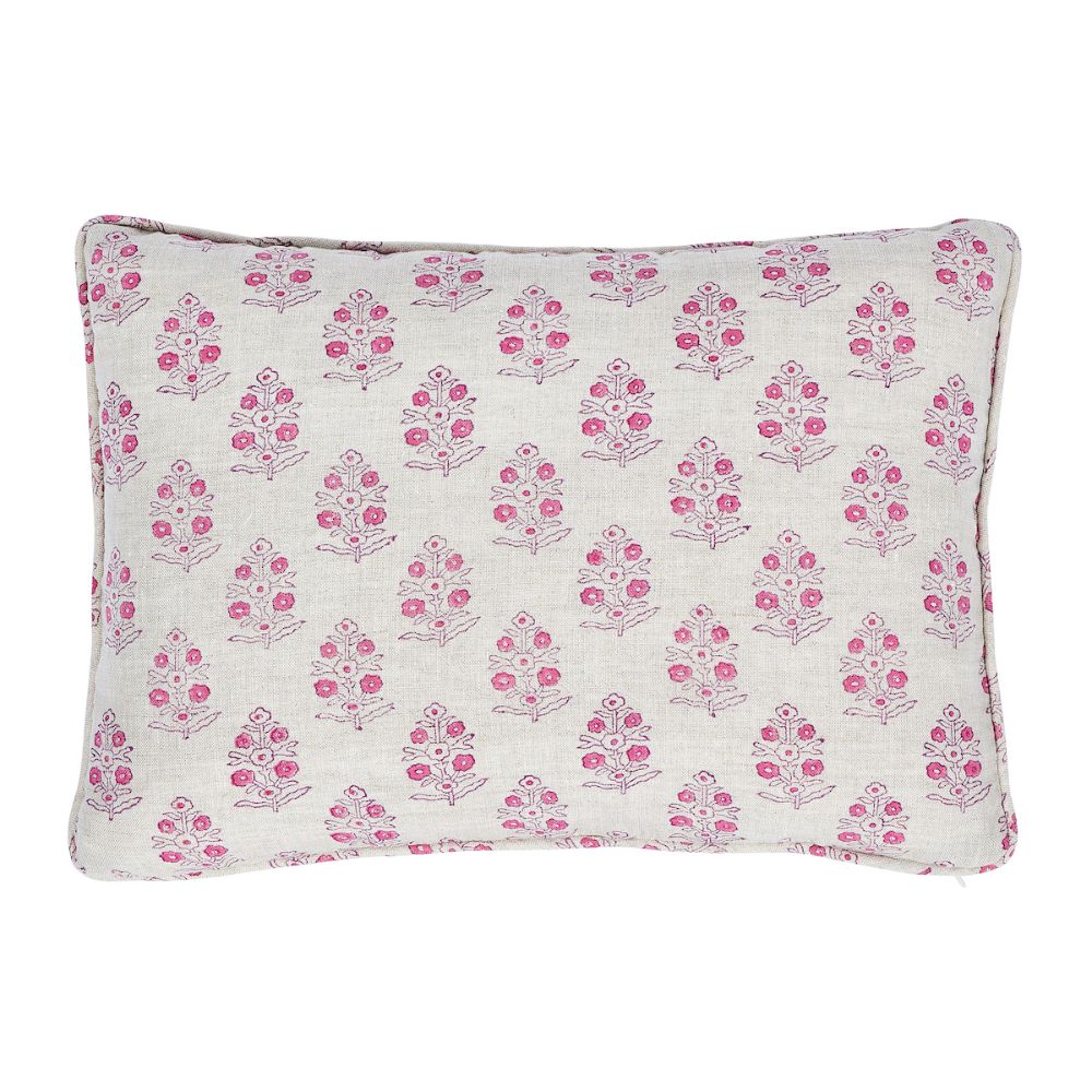 Schumacher SO17936213 Aditi Hand Blocked Print Pillow Pillows & Accessories in Pink