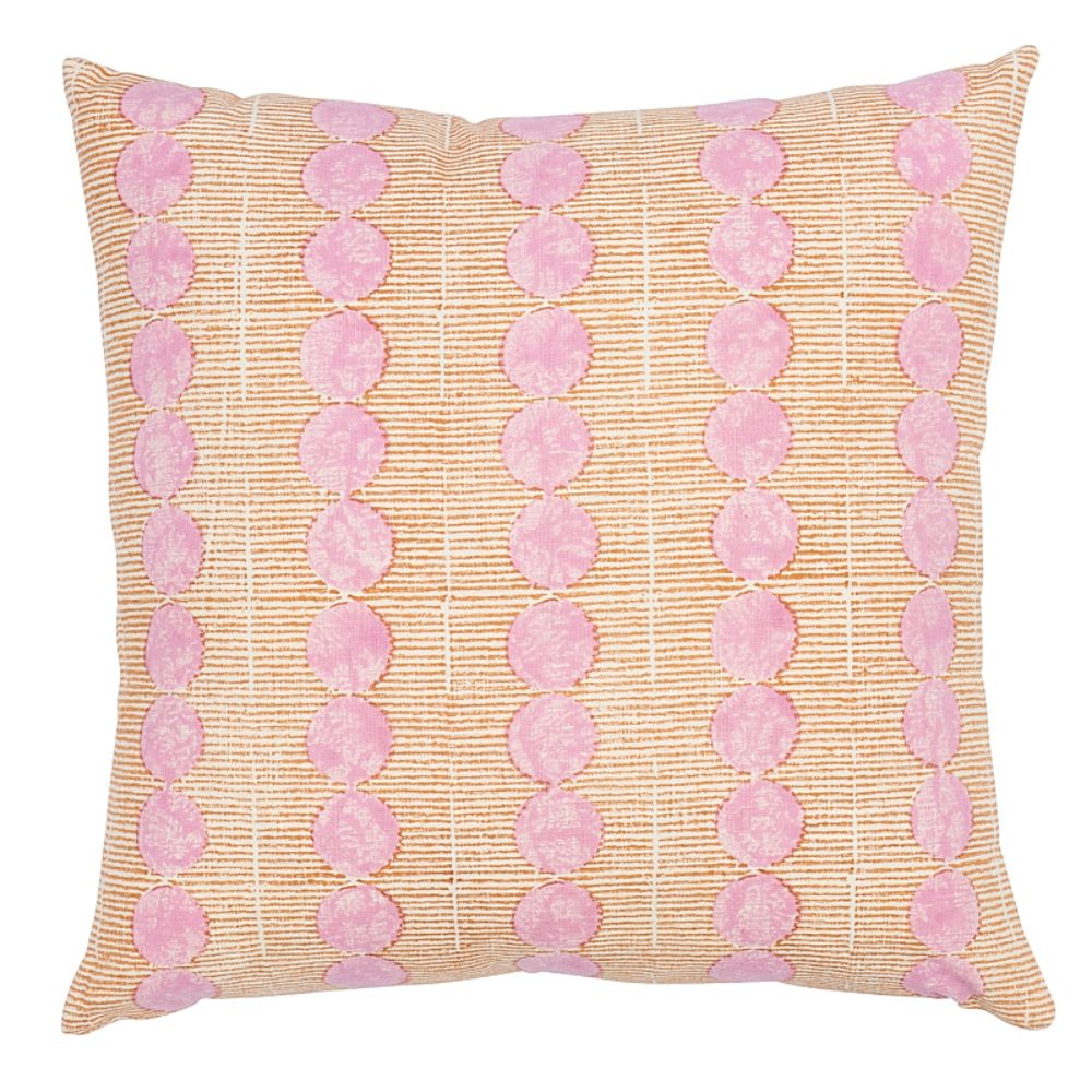 Schumacher SO17979005 Sun Rise Hand Block 20" Pillow Pillows & Accessories in Rose & Copper