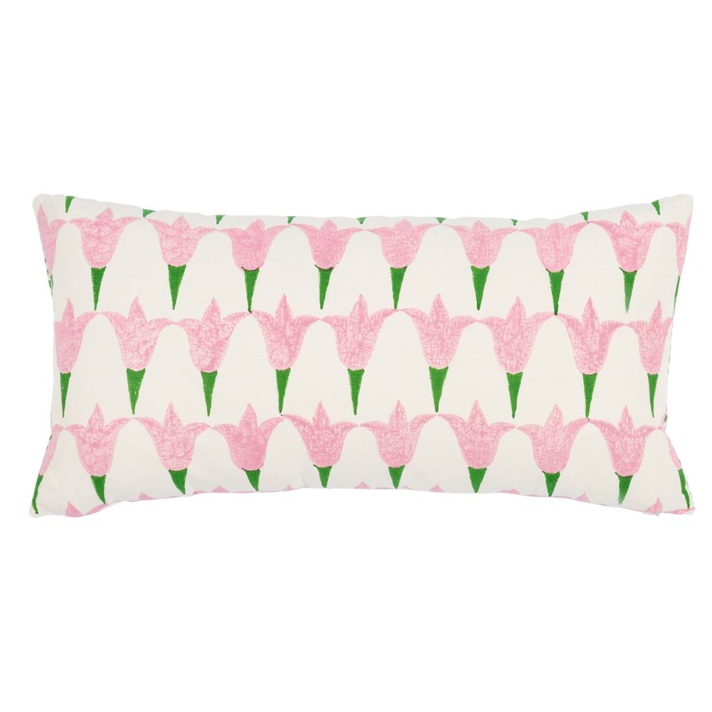 Schumacher SO17982018 Tulip + Seed Pillow Pillows & Accessories in Rose & Grass