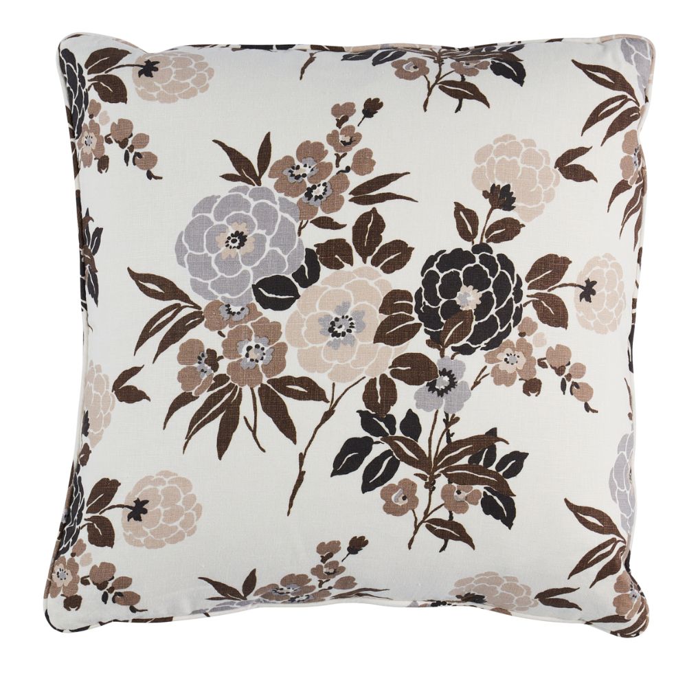 Schumacher SO18002105 Valentina Floral 20" Pillow Pillows & Accessories in Brown