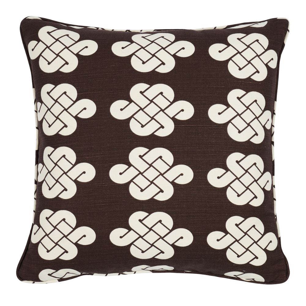 Schumacher SO18003205 Penelope Knot 20" Pillow Pillows & Accessories in Brown