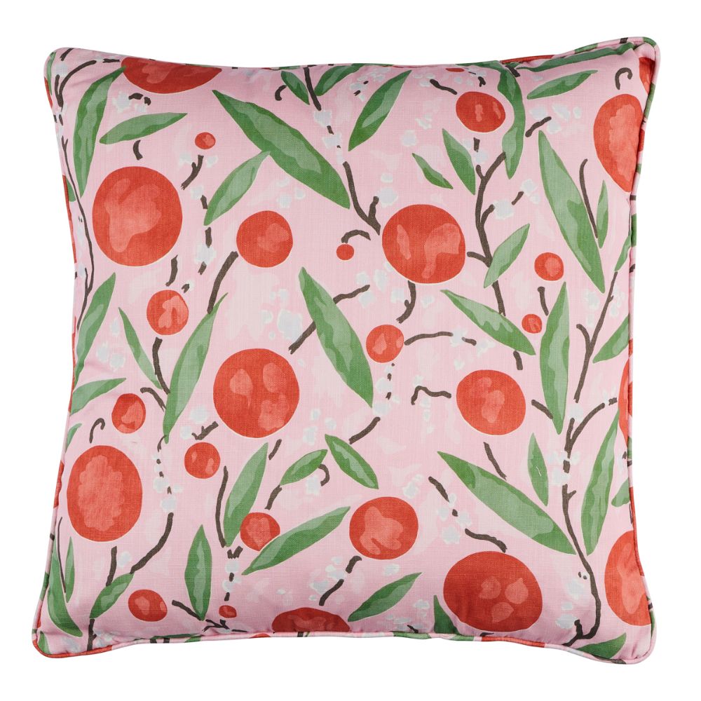 Schumacher SO18006106 Mirabelle 22" Pillow Pillows & Accessories in Cherry & Blush