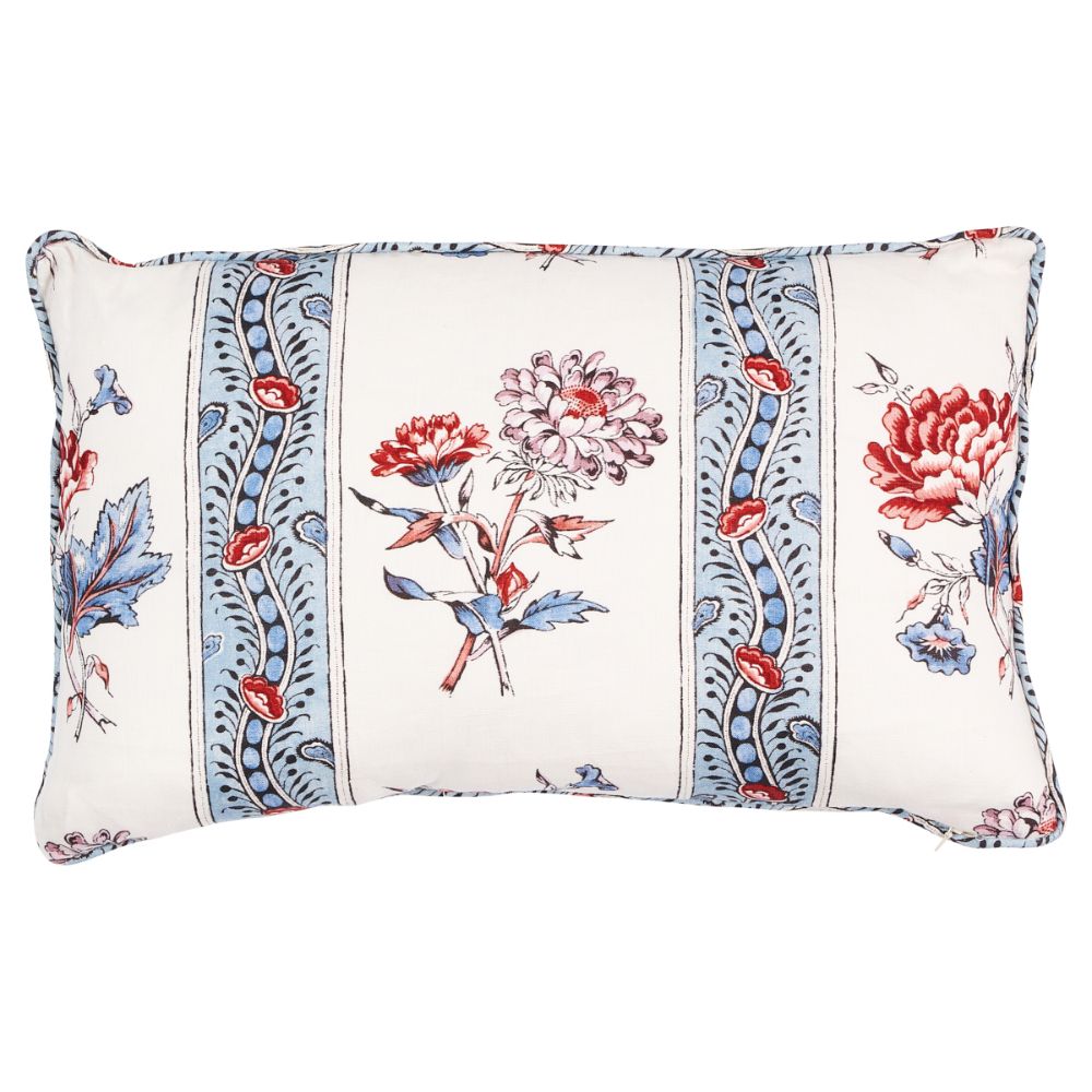 Schumacher SO18024114 Ariana Floral Pillow Pillows & Accessories in Pearlware Blue