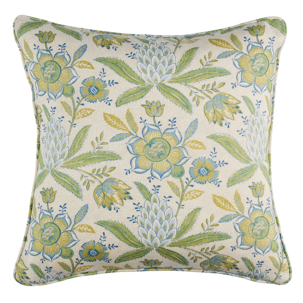Schumacher SO18025304 Lafayette Botanical 18" Pillow Pillows & Accessories in Moss