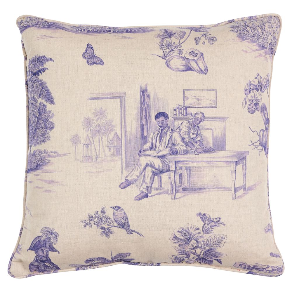 Schumacher SO18027205 Toussaint Toile 20" Pillow Pillows & Accessories in Purple