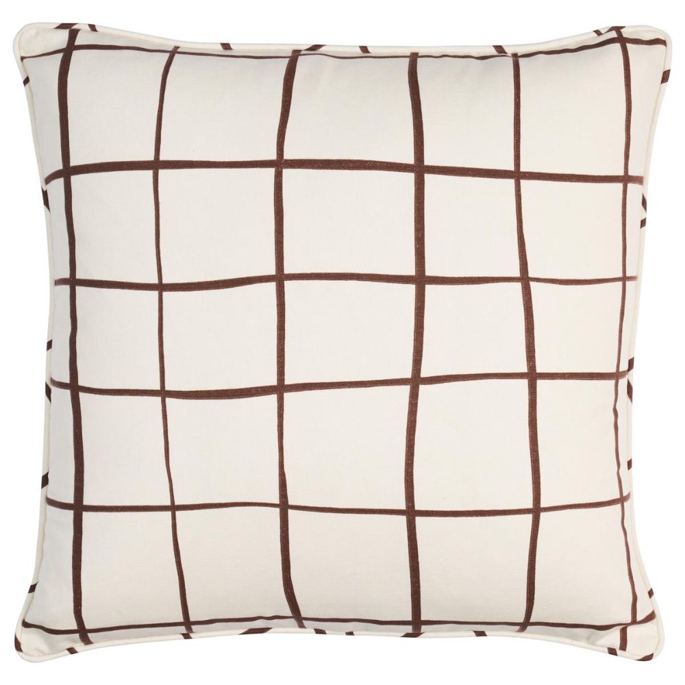 Schumacher SO18029105 Miles Redd Painterly Windowpane Pillow Pillows & Accessories in Brown
