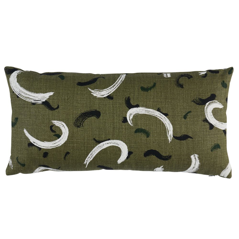 Schumacher SO18040218 Brushmark Pillow Antiques & Furniture in Olive