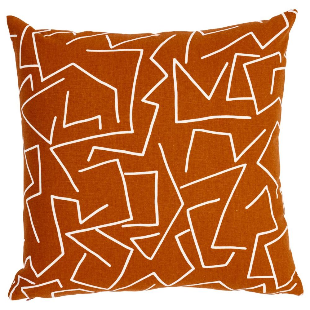 Schumacher SO18041204 Hadiya Williams Tangent Print Pillow Pillows & Accessories in Saffron