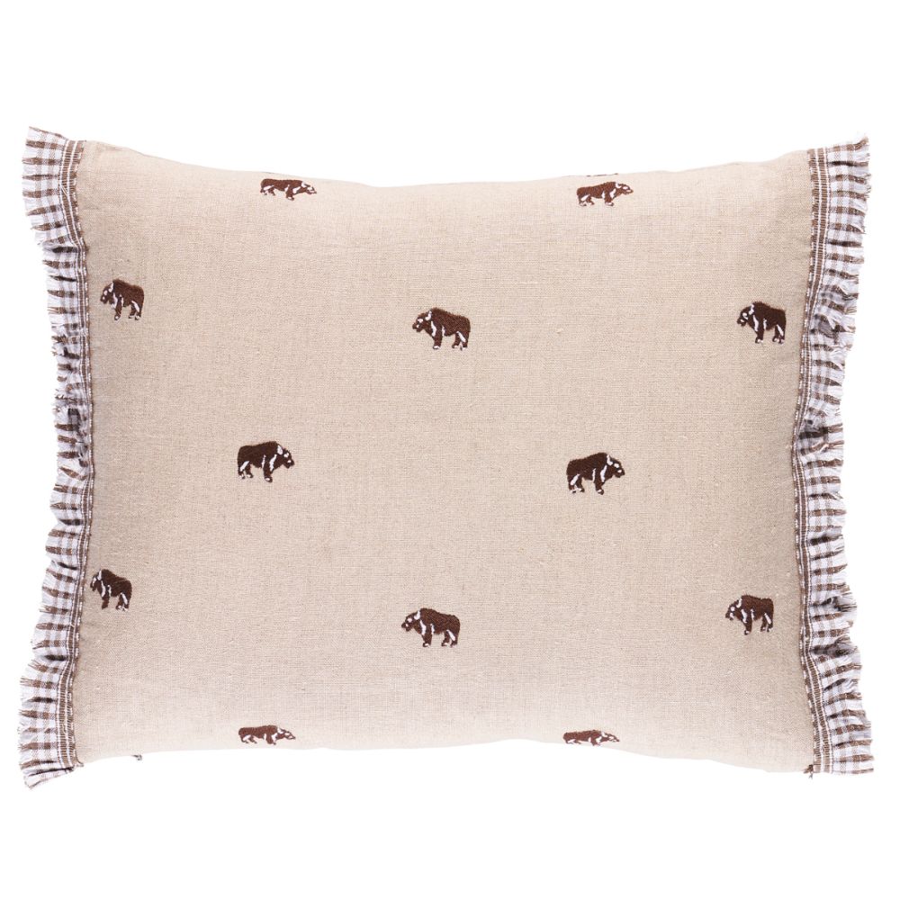 Schumacher SO18045012 Buffalo Embroidery Pillow Pillows & Accessories in Natural