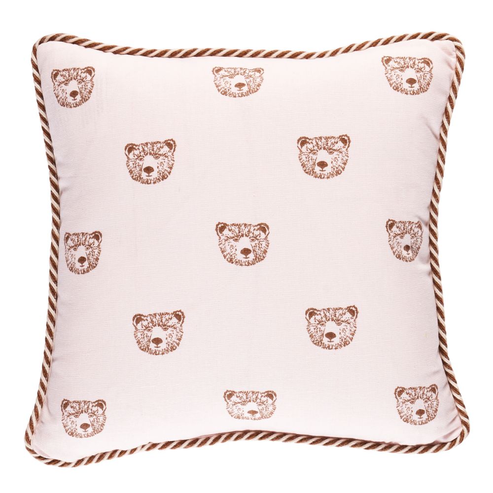 Schumacher SO18047103 Bear Print 16" Pillow Pillows & Accessories in Blush