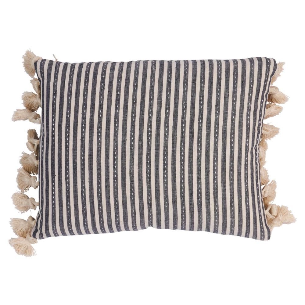 Schumacher SO18059212 New Traditional Provençal Mathias Ticking Stripe Pillow Pillows & Accessories in Carbon