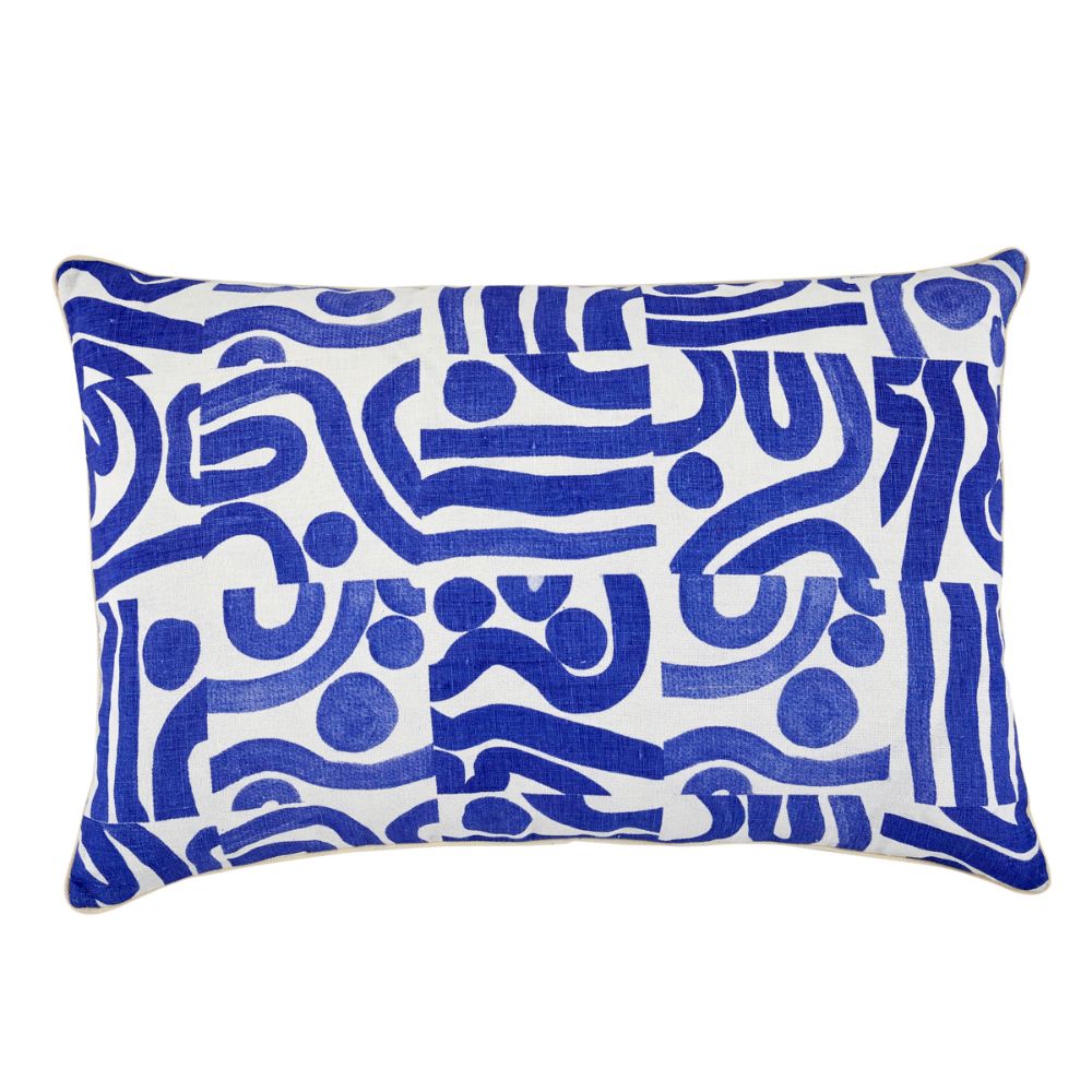 Schumacher SO200420 Ocean Lumbar Pillow Pillows & Accessories in Blue