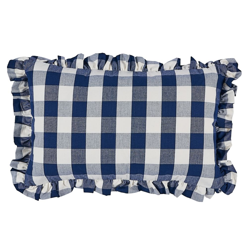 Schumacher SO6304315 Camden Cotton Check Pillow Pillows & Accessories in Navy