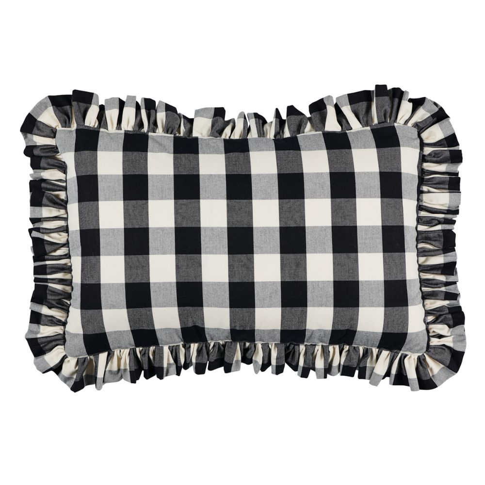 Schumacher SO6304415 Camden Cotton Check Pillow Pillows & Accessories in Black & White