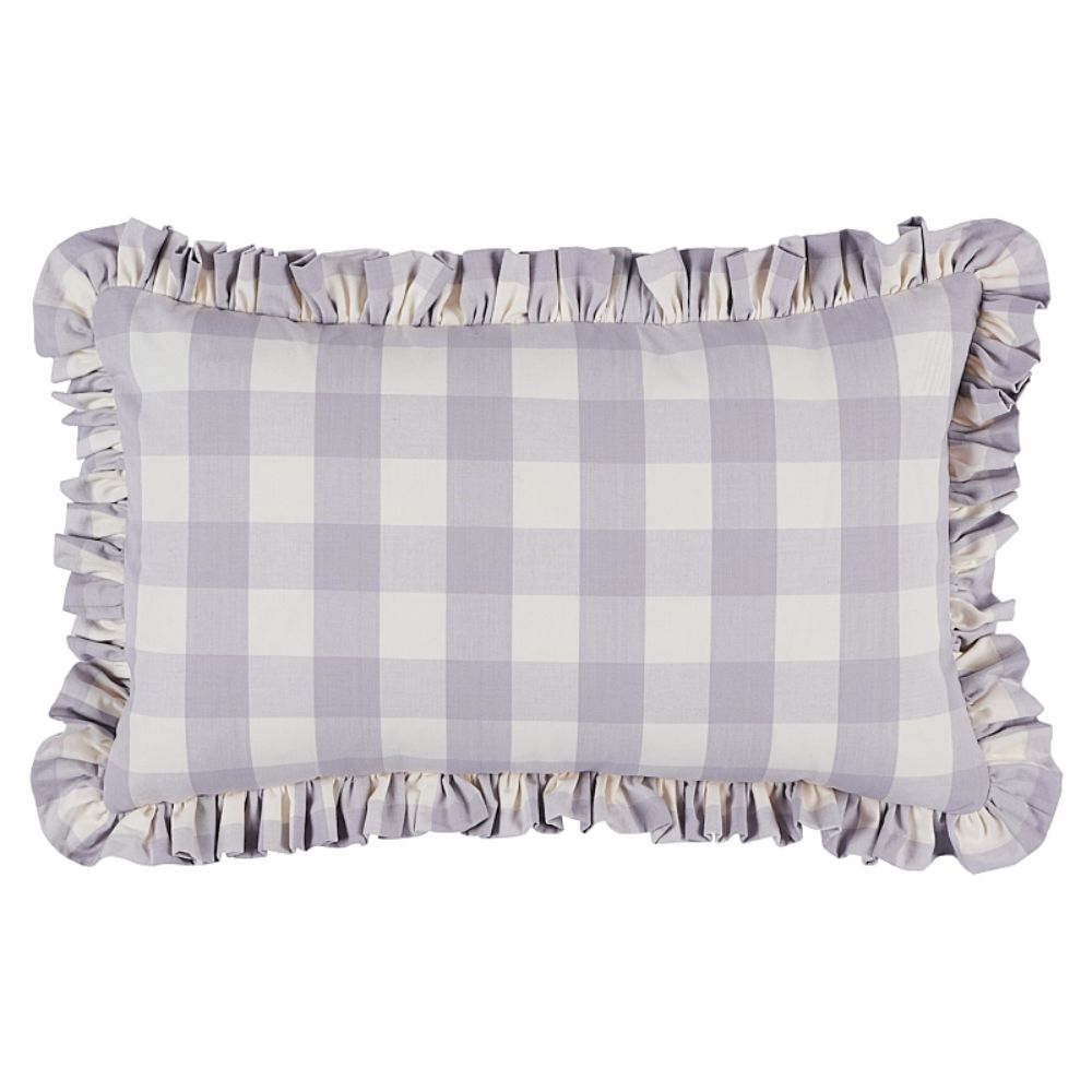Schumacher SO6304615 Camden Cotton Check Pillow Pillows & Accessories in Lilac