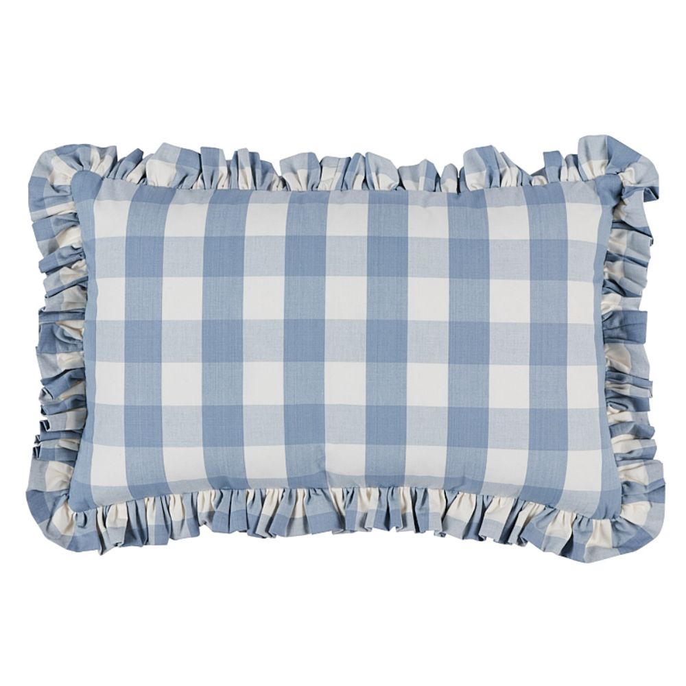Schumacher SO6304815 Camden Cotton Check Pillow Pillows & Accessories in Sky