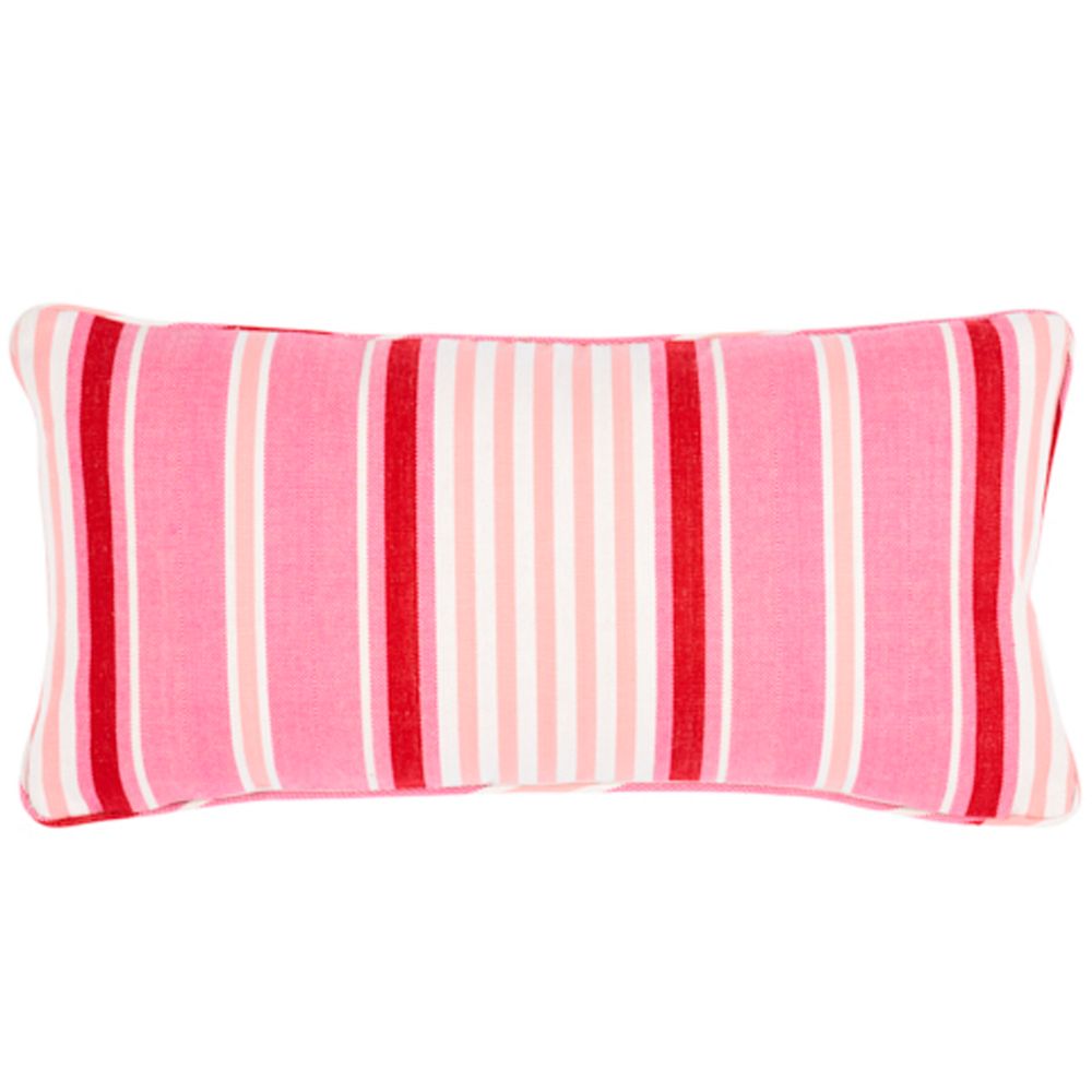 Schumacher SO6601618 Minzer Cotton Stripe Pillow Pillows & Accessories in Pink
