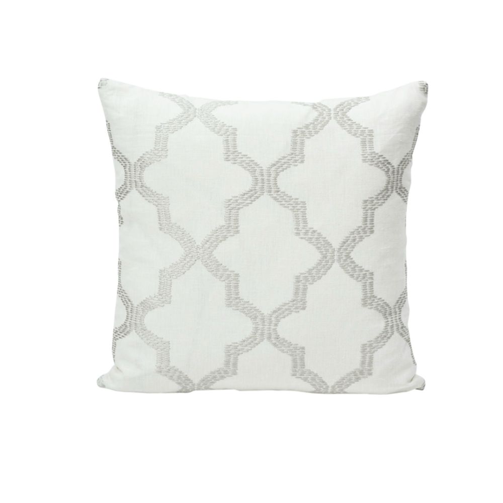 Schumacher SO6834304 Tangier Embroidery 18" Pillow in Silver