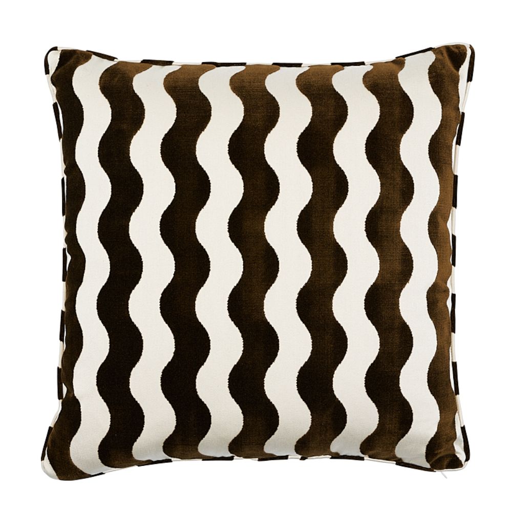 Schumacher SO6942105 The Wave 20" Pillow in Chocolate