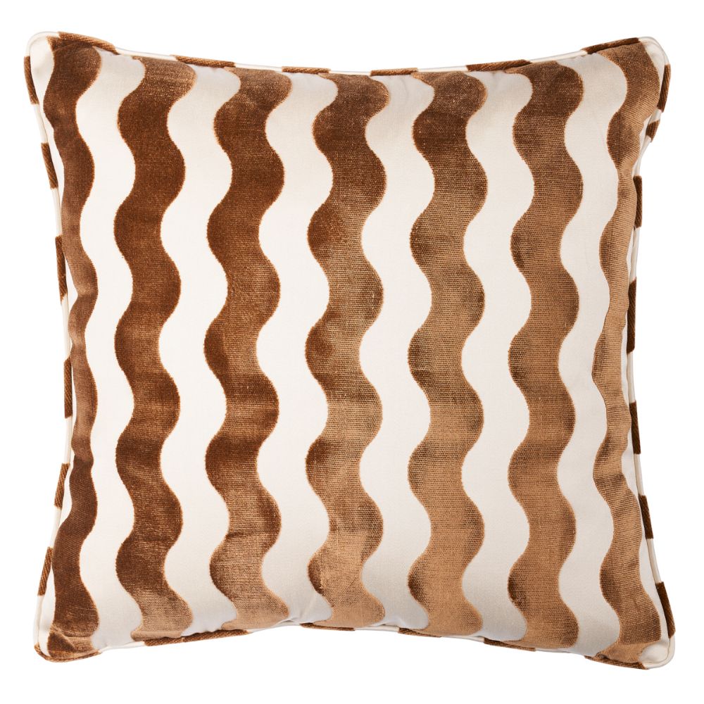 Schumacher SO6942605 The Wave 20" Pillow Antiques & Furniture in Camel