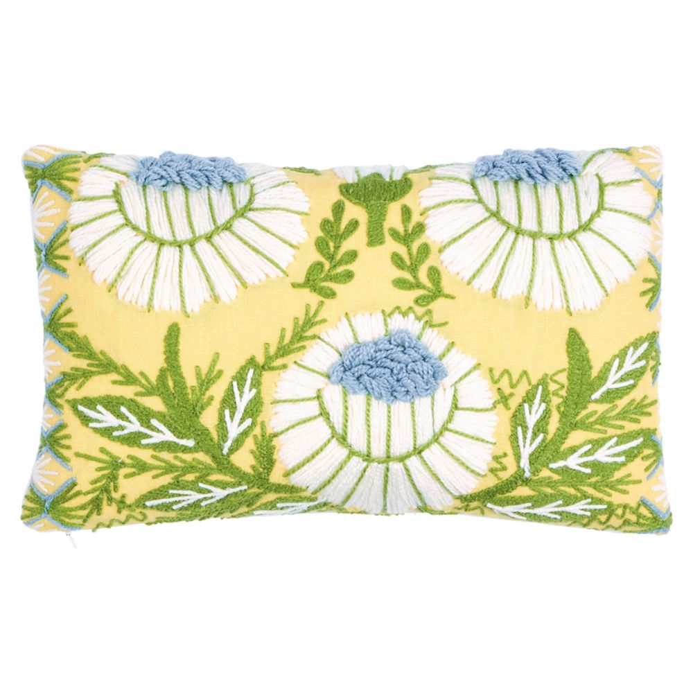 Schumacher SO723330209 Marguerite Embroidery Pillow in Buttercup